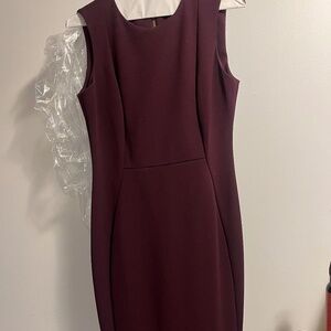 Burgundy Calvin Klein Dress with gold zipper accent